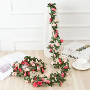 8 FT Spring Flower Garland – Fake Rose Vine